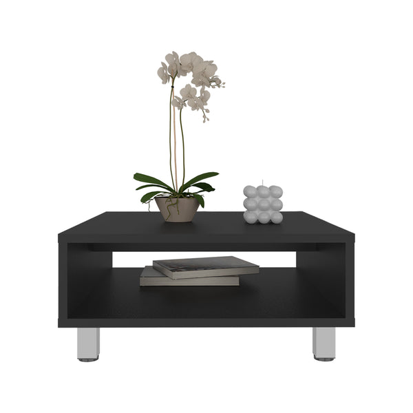 English Elm Eclipse low 10" modern square coffee table with open shelf, compact particleboard design for style and storage Black 12.9 L x 64 W x 7 H B070P254753