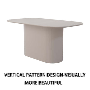 English Elm 63 Elegant MDF Dining Table with Carved Round Legs, Stain‑Resistant Surface, Seats 4‑8, Modern Appeal Cream W2189S00650