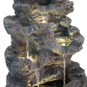 English Elm Christopher Knight Home® - 5-Tiered Concrete Fountain Slim Column with LED Lighting, Weather-Resistant Modern Garden Accent, Space-Saving 디자인 N765P324556G