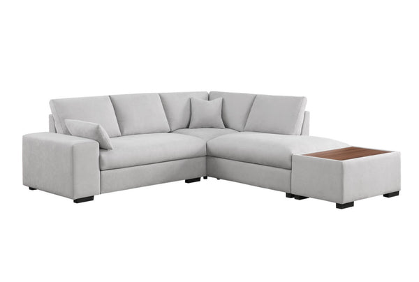 English Elm Joviel Woven Fabric Sectional with Chaise Ottoman Pocket Coil Living Room Sofa Light Gray B2749S00265