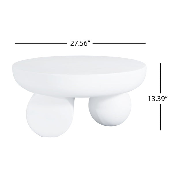 English Elm 27.5" Sculptural Round Coffee Table Hand-painted Gloss Finish for Modern Living Rooms White N772P384682W