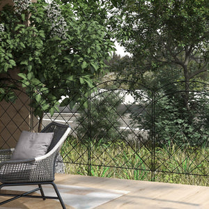 English Elm Outsunny Steel Garden Fence Panels Set of 4 Arched Vine Powder Coated Yard Border W2225P174525
