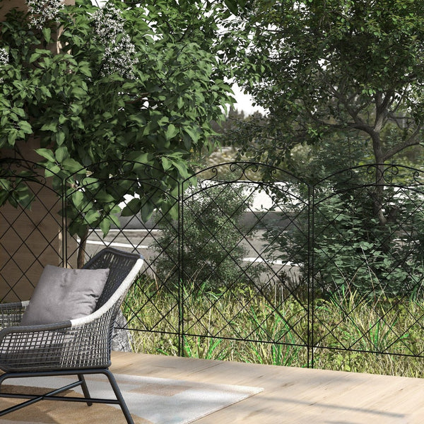 English Elm Outsunny Steel Garden Fence Panels Set of 4 Arched Vine Powder Coated Yard Border W2225P174525