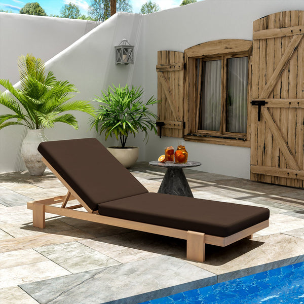 English Elm Christopher Knight Home® - Outdoor Acacia Wood Chaise Lounge with Adjustable Backrest, Water-Resistant Cushions, Durable Hardwood Frame Coffee,Teak N772P262628C