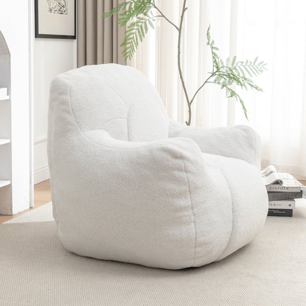 English Elm Bean Bag Chair With Memory Foam - Plush Teddy Upholstery For Cozy Relaxation In Any Space! W2200P247712