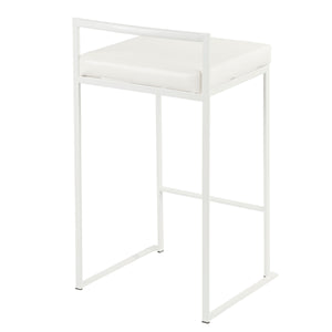 English Elm Fuji Stackable Counter Stool Set of 2 with Padded Faux Leather Seats, Contemporary Comfortable Design White B202P222388