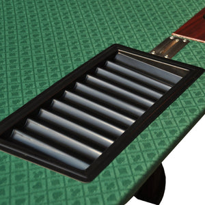 English Elm 96" Casino Style Poker Table with Speed Cloth Felt Racetrack and Steel Cup Holders Green W2748S00014