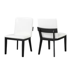 English Elm Modern Ergonomic PU Leather Dining Chair Set of 2 with High-Density Foam, Lumbar Support, Sleek Wood Frame and Compact Profile for Dining or Home Office Comfort White+Black N842P299016B