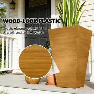 English Elm Classic Faux Wood Polypropylene Tall Outdoor Planters Set of 3 for Patio or Deck T3971P496256