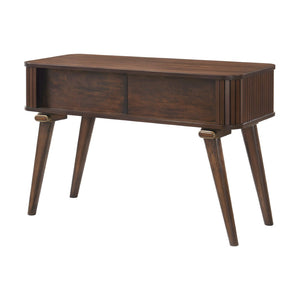 English Elm 1pc Walnut Veneer Sofa Table Tambour Doors Shelved Storage Mid-century Living Room B011P287325
