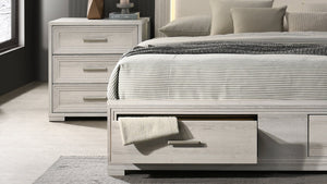 English Elm Colorado King Bedroom Set with Led Upholstered Headboard Rustic Wood 4 Piece Suite B009S02161
