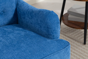 English Elm Accent Light Blue Chenille Club Chair with Ergonomic Curved Back, Removable Cushions, 300lb Capacity W3042P390762