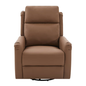 English Elm Modern Swivel Rocker Recliner Pu Leather Chair with Massage Heat and Storage Pocket Brown N763P399629D