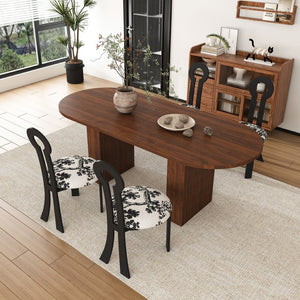 English Elm 62.9" Oval Walnut Veneer Dining Table Seats Six Modern Farmhouse Waterproof Surface W2700S00146