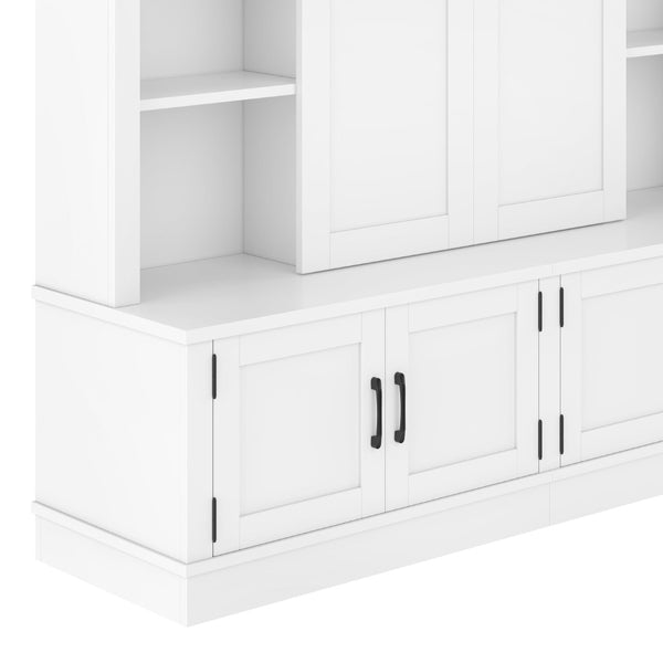 English Elm The Industrial Barn Door Entryway Cabinet with Sliding Rails and 12 Storage Compartments White W1580S00271