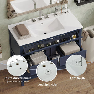 English Elm Christopher Knight Home® - 36" Modern Bathroom Vanity with Ceramic Sink, Tip-Out Tray, Soft-Close Drawers, Open Shelf, Waterproof Surface Blue N817P288908B