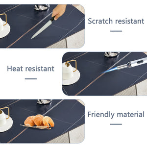 English Elm Table 5-Piece Dining Set: Luxurious Black Marble Top With Stainless Steel Legs & Light Gray Pu Chairs W1151S01963-GIGA