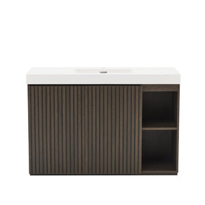 English Elm Grace Floating Walnut Vanity with Solid Surface Sink and Soft Close Storage Drawers Oak,Smoke W1865S00223