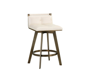 Sunpan Arizona Swivel Barstool - Stylish Art Deco Design with Antique Brass Finish and 360-Degree Comfort Castillo Cream