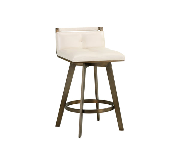 Sunpan Arizona Swivel Barstool - Stylish Art Deco Design with Antique Brass Finish and 360-Degree Comfort Castillo Cream