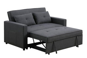 English Elm Zaira Linen Convertible Sleeper Loveseat with Side Pocket for Small Spaces Dark Gray B2749S00191