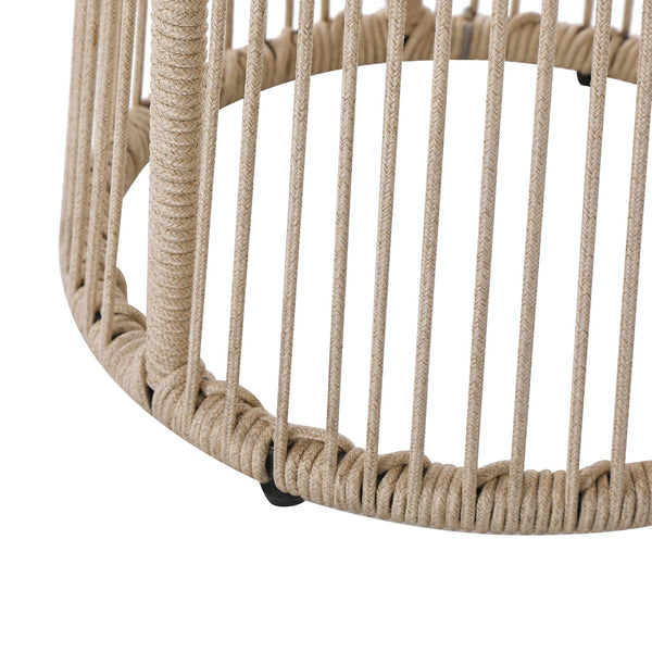English Elm Christopher Knight Home® - MOONSTONE Light Brown Side Table with Handwoven Rope, Tempered Glass Top, Iron Frame, Modern Outdoor N775P251642B