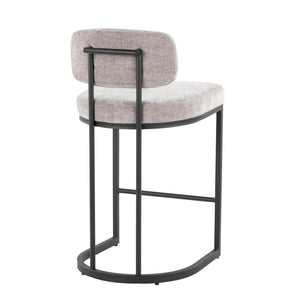 English Elm Fixed-height Barstools Powder Coated Steel Frame Brown Upholstered Seat Set of Two B202P471214