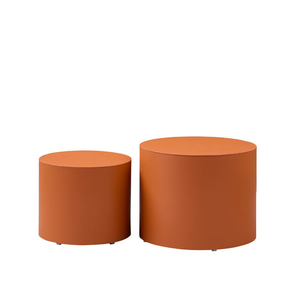 English Elm Modern Saddle Leather Mdf Side Table Compact Accent for Living Room or Office Orange W2085P399095
