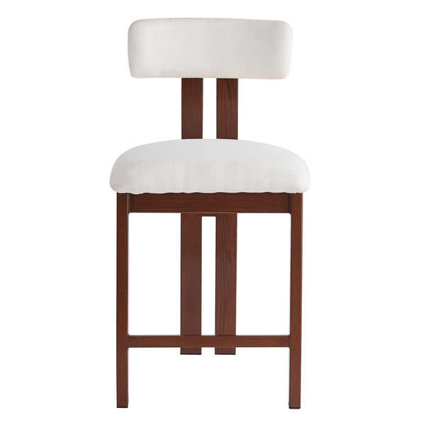 English Elm Christopher Knight Home® - 26.5'' Stylish Round Stools with Low Back - Comfortable Upholstered Seats, Walnut Base, Metal Frame White+Walnut N780P236628W