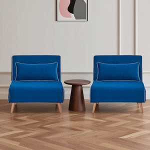 English Elm Canon Foldable Velvet Sectional Sofa Bed - Space-Saving, Quick-Convert To Twin Beds, 3-Position Comfort W3391S00012