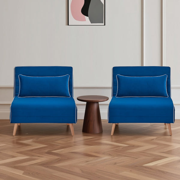 English Elm Canon Foldable Velvet Sectional Sofa Bed – Quick-Convert Twin Beds, 3-Position Backrest, Space-Saving! W3391S00001