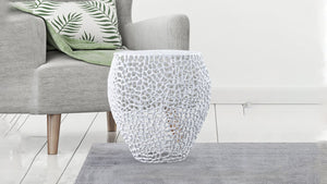 English Elm ET3403-18 Modern Aluminum Casting Side Table for Contemporary Living Rooms — Durable, Chic Accent Piece White G150108423