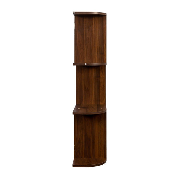 English Elm Large Rustic Wood Wall Mounted Wine Rack with Three Shelves and Stemware Rail Walnut W331P277924
