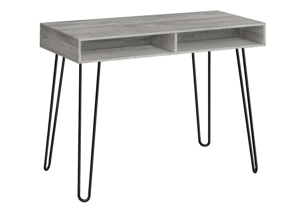English Elm Computer 40" Modern Home Office Desk with Hairpin Legs, Dual Cubby Storage, Stable Metal Base Grey 44 L x 22 W x 5 H B2710P219943