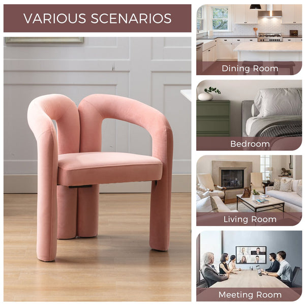 English Elm Contemporary Velvet Upholstered Dining Accent Chair with Curved Back, Steel Frame, Plush Foam Comfort Pink W395103725