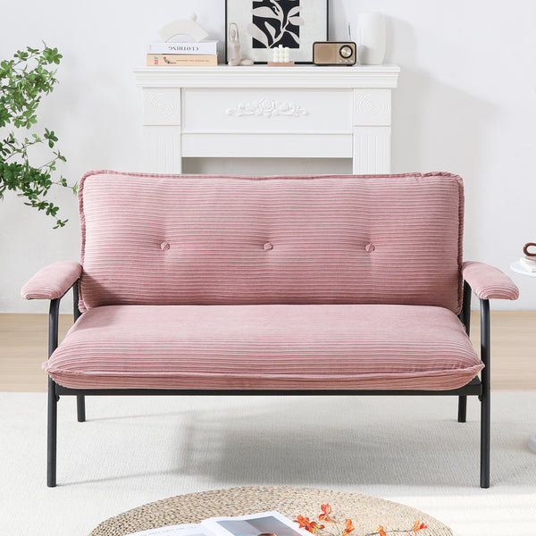 English Elm The 53-inch sofa with durable metal frame and sponge cushions, space-saving American-style comfort for studio living Pink W3371P309474