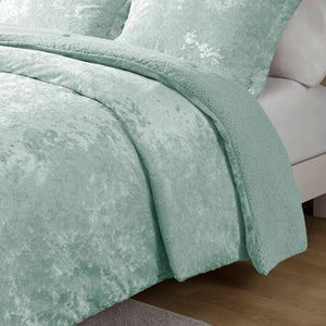 English Elm 3 Pcs King/Cal King Reversible Comforter Set In Aqua - Luxurious Crushed Velvet & Cozy Sherpa Design B035P319861
