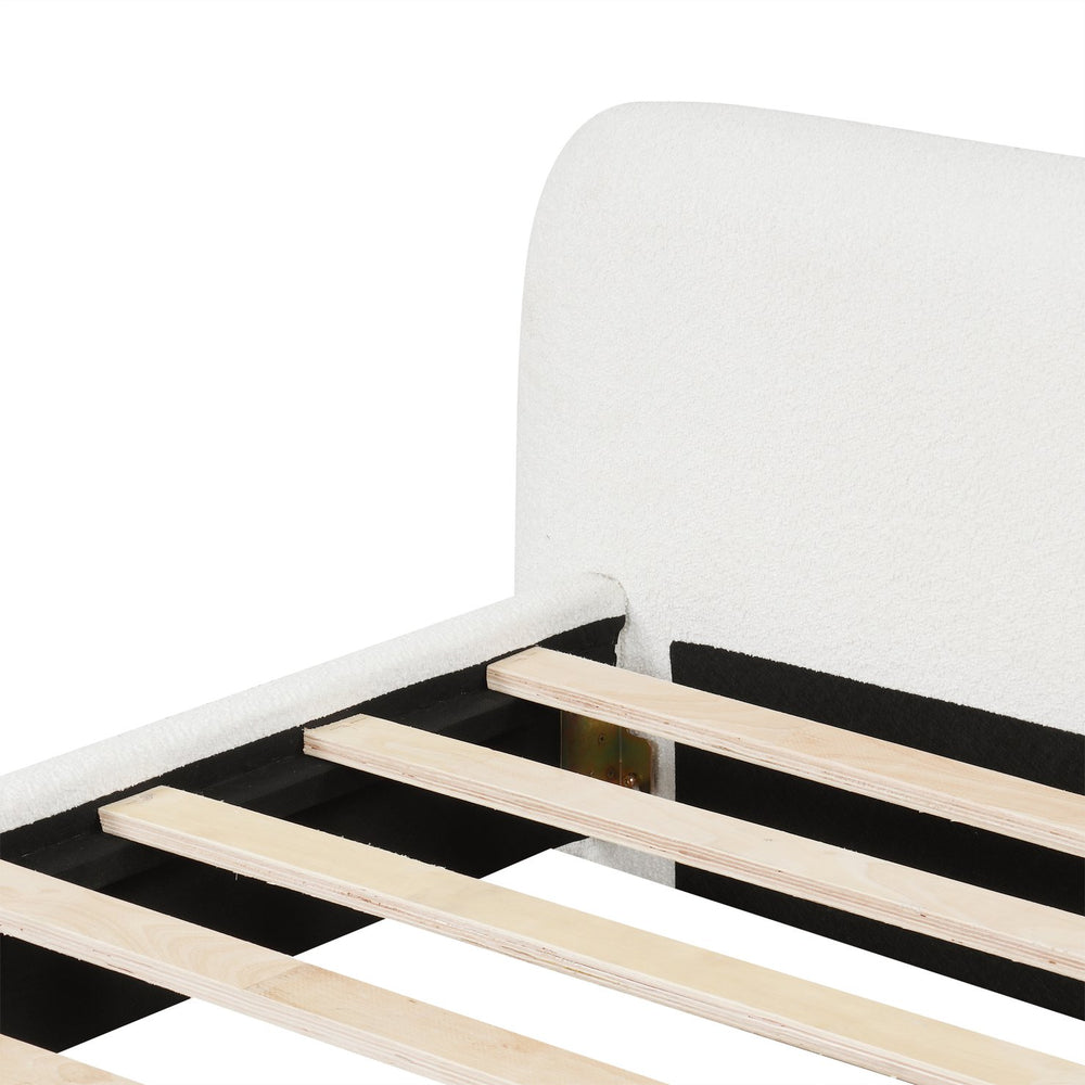 English Elm Christopher Knight Home® - [Cozy] White Bouclé Upholstered Bed - Elegant Queen Bed Frame With Support & Easy Assembly Features N769P241260K