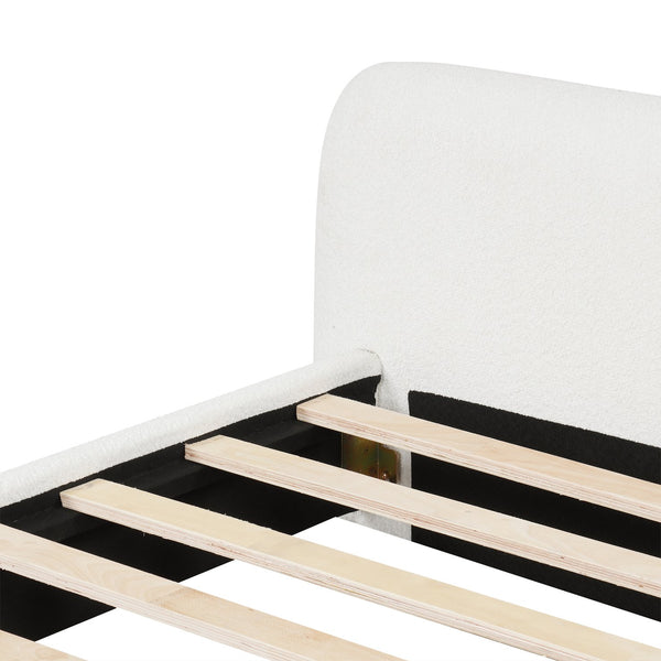 English Elm Christopher Knight Home® - [Cozy] White Bouclé Upholstered Bed - Elegant Queen Bed Frame With Support & Easy Assembly Features N769P241260K