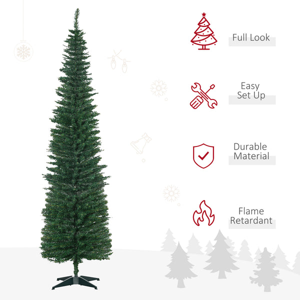 English Elm Homcom 7' Slim Pencil Christmas Tree With 499 Realistic Branch Tips, Easy Assembly & Safe Design W2225P249632