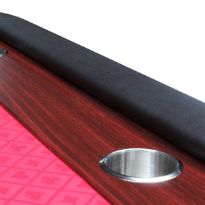 English Elm 96" Folding Poker Table Seats 10 with Felt Surface Wooden Racetrack and Steel Cup Holders W2748S00040