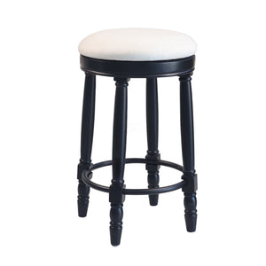 English Elm AGODY 26" Counter Height Swivel Bar Stools Set of 2 with Upholstered Seats and Sturdy Rubberwood Frame Black W2170P208076