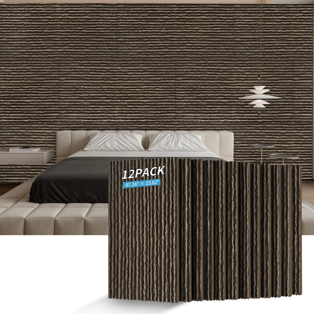 English Elm 3d Faux Stone Pu Wainscoting Panels Lightweight Waterproof Interior Accent Wall Set Carbon Black W347P478189