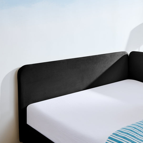 English Elm Full Velvet Upholstered Platform Bed Full Size with 2 Underbed Storage Drawers, Foam Seat, Modern Design Black W1413P298912