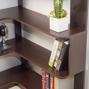 English Elm 90cm L-shaped Corner Bookcase Open Mdf Shelving Unit for Office or Bedroom W2899P444158