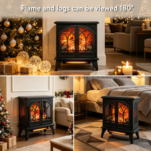 English Elm 24 Inch Infrared Quartz Stove Heater with 3d Flame Effect and Remote Control W1769112700