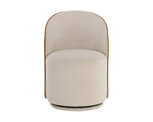 Sunpan CAVOLI Swivel Dining Chair - Modern Elegance in Effie Linen with Smooth Swivel Base for Comfort Taupe 109915V