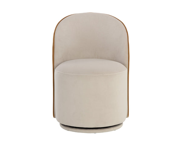 Sunpan CAVOLI Swivel Dining Chair - Modern Elegance in Effie Linen with Smooth Swivel Base for Comfort Taupe 109915V