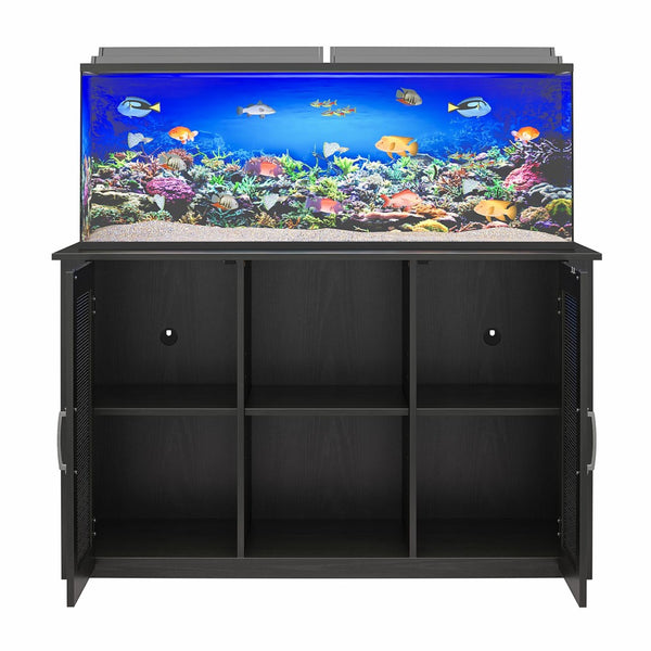 English Elm 55 Gallon Aquarium Terrarium Stand with Mesh Doors Open Storage Industrial Frame B2733P436848