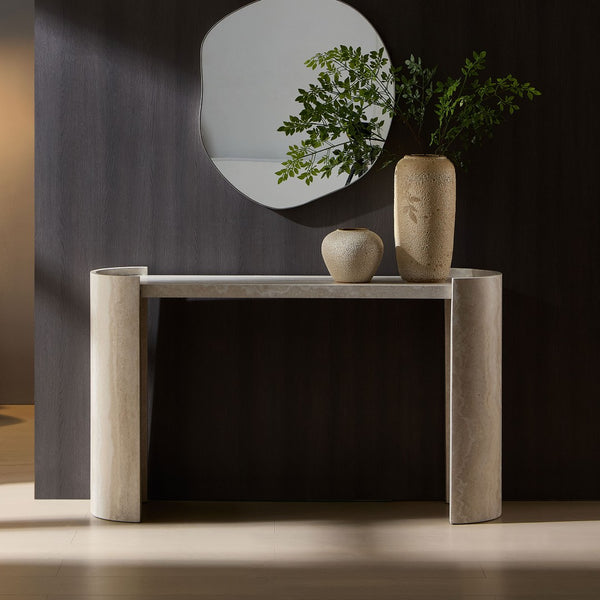 English Elm 53.15 Inch Faux Marble Console Table Slim Mdf Sofa Entry Hallway Modern Decor W2582P427846